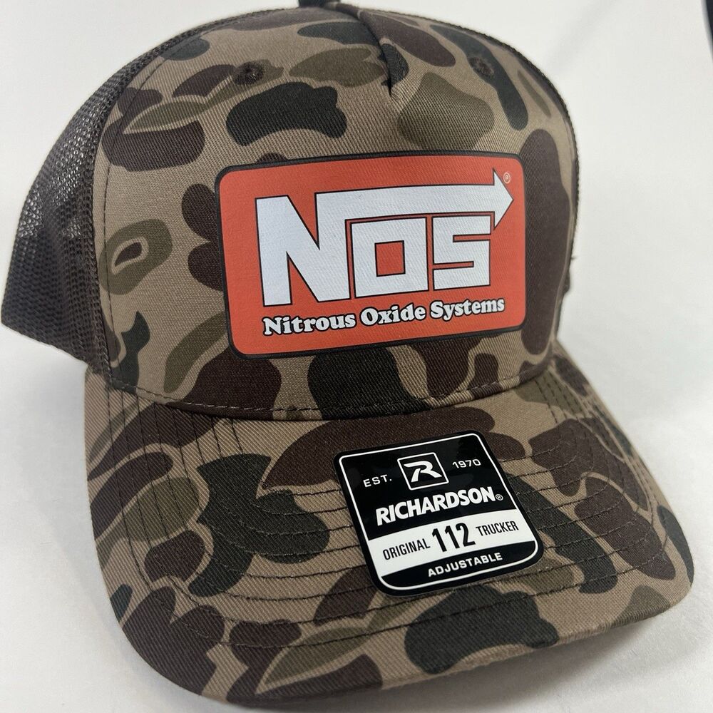 NOS Nitrous Oxide Systems Richardson 112PFP Camo Trucker Hat ADJ Snapback